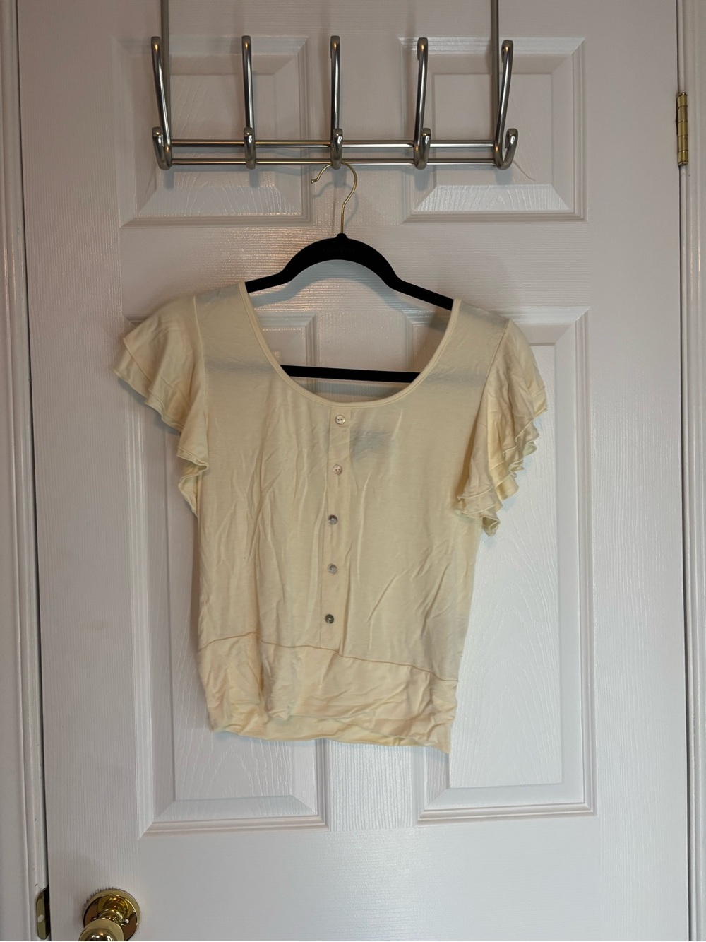 Kendall & Kylie Soft Cream Flutter Sleeve Tank Top